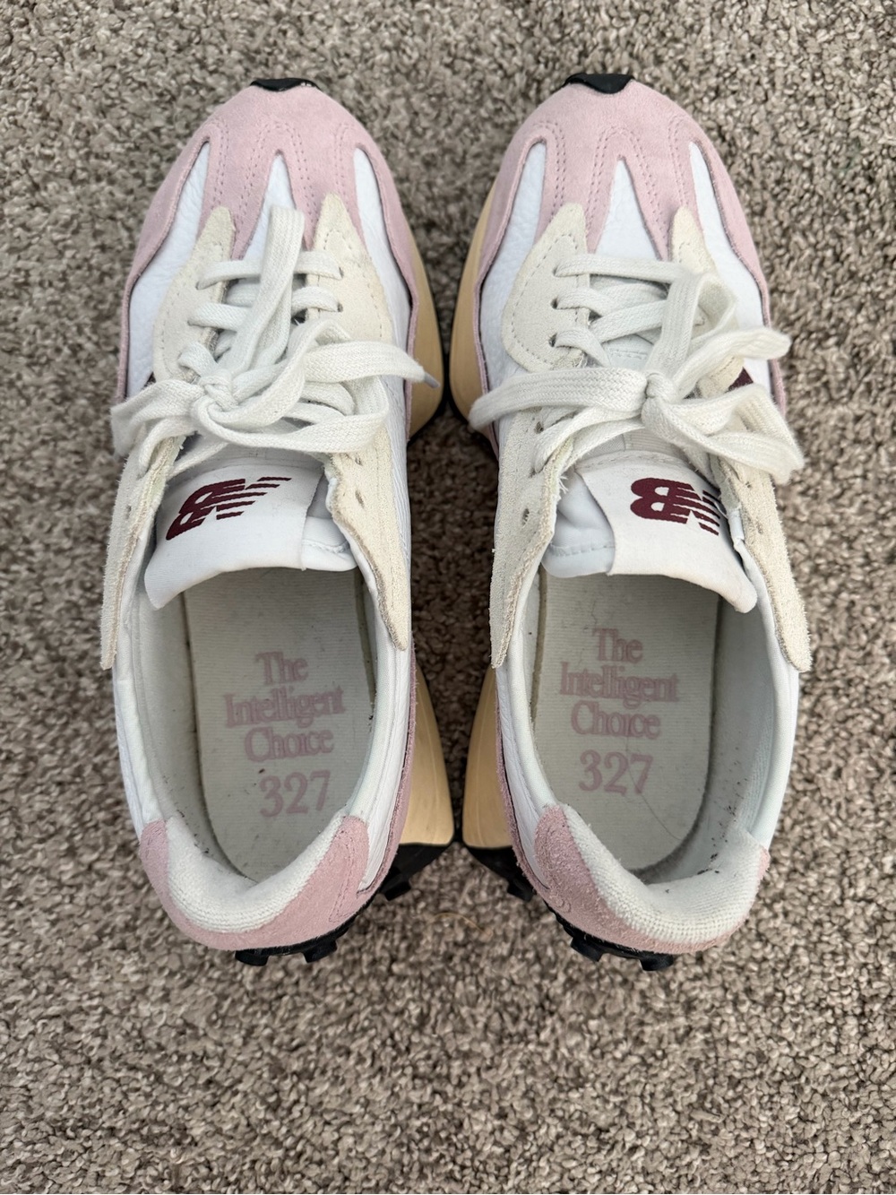 New Balance Women's White & Mauve/Maroon Sneakers - Picture 4 of 6